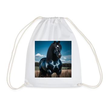 Mighty Black Horse - Drawstring Bag - white - Front