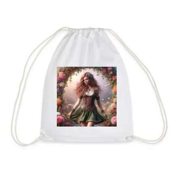 Celtic woman in an arch of flowers - Drawstring Bag - white - Front