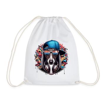 Greyhound Gangsta Dog Graffiti Gift - Drawstring Bag - white - Front