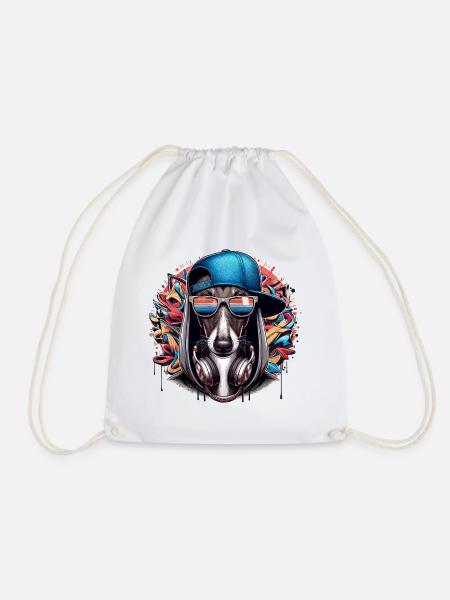 Cadeau de graffiti de chien Greyhound Gangsta - Sac de sport léger - blanc