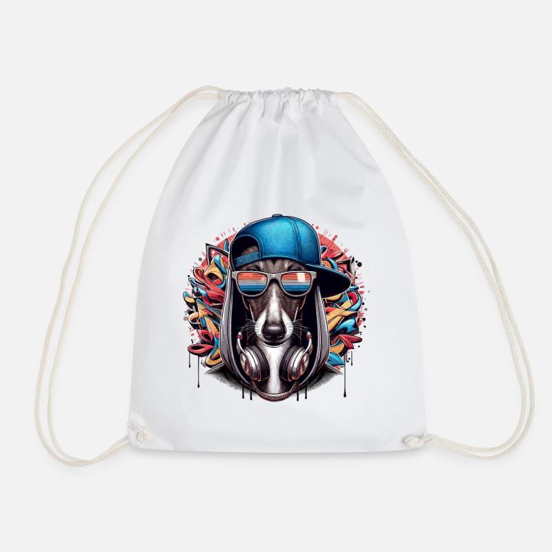 Windhund Gangsta Hund Graffiti Geschenk - Turnbeutel - Weiß