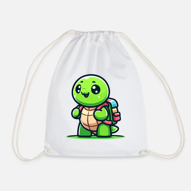 Trailblazer Turtle: The Explorer - Drawstring Bag - white