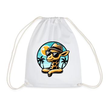 Chilled Giraffe with Sunglasses and Hat - Drawstring Bag - white - Front
