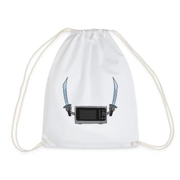 Microwave oven and the sword - Drawstring Bag - white - Front