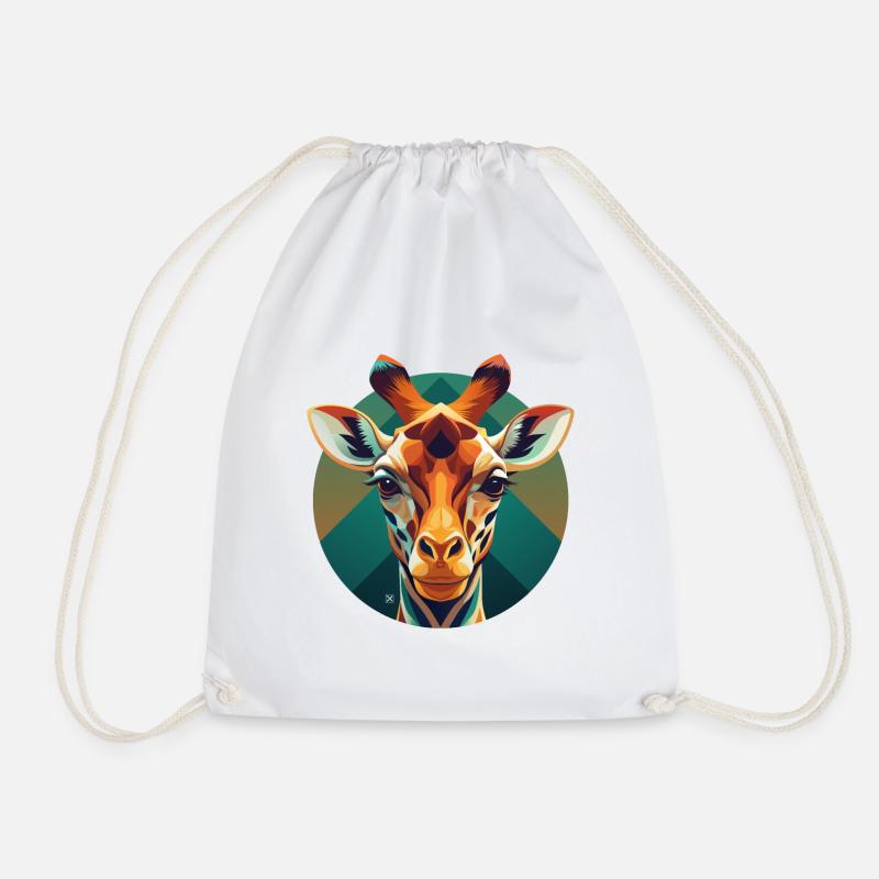 Giraffe - Drawstring Bag - white