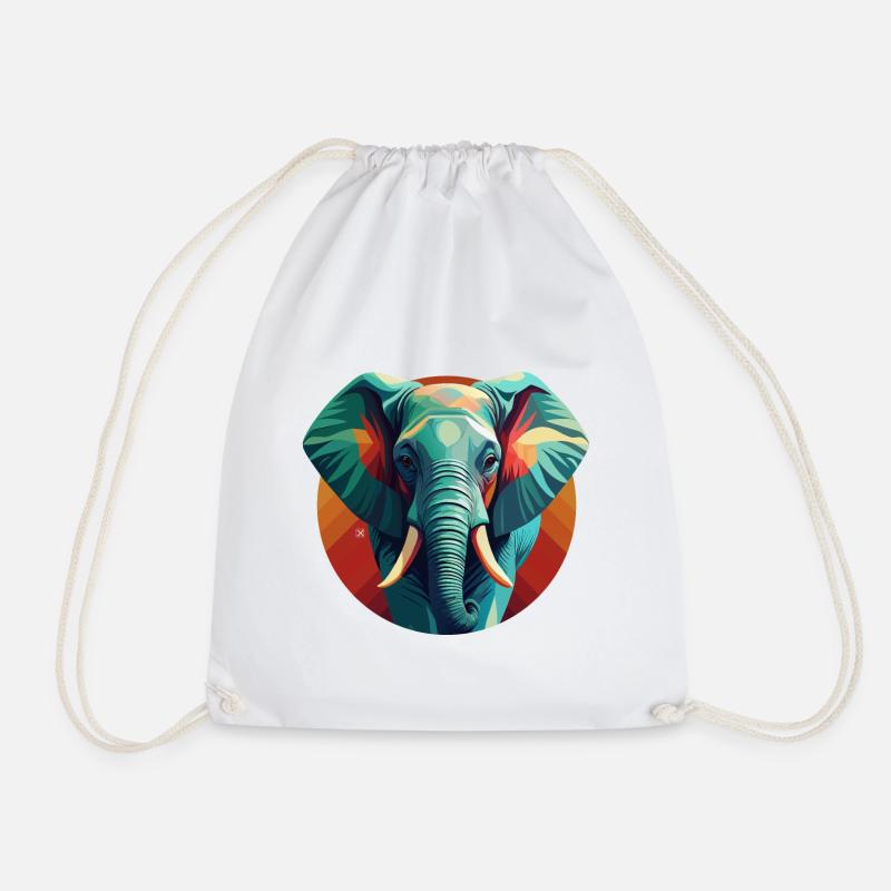 Elephant - Drawstring Bag - white
