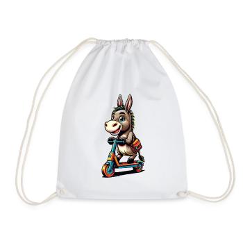 Cheeky Donkey on Tour (Colorful Design) - Drawstring Bag - white - Front
