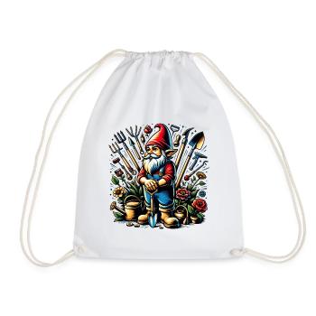 Nain de jardin coloré et vivant entouré d’outils - Sac de sport léger - blanc - Devant