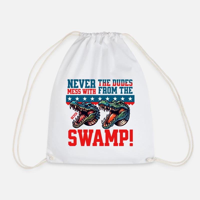 never mess with - funshirt -funny saying crocodile - Drawstring Bag - white