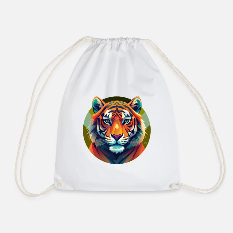 Tiger - Drawstring Bag - white