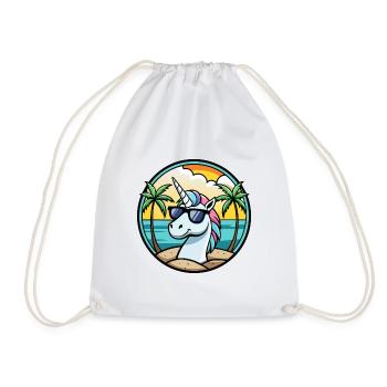 Ambiance estive de vacances à la plage de licorne - Sac de sport léger - blanc - Devant
