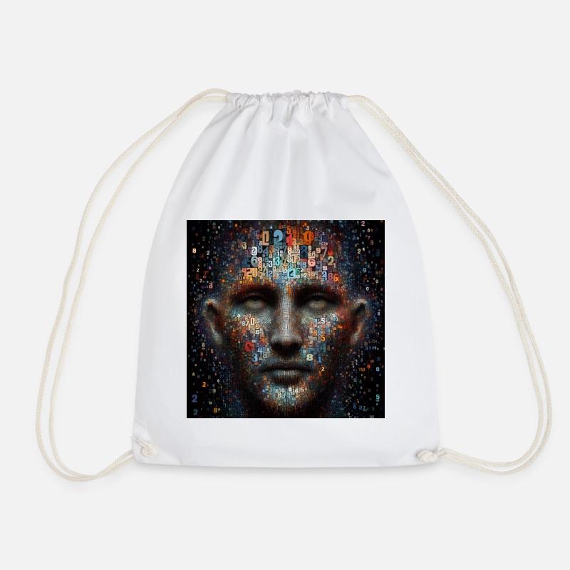 Face of numbers - Drawstring Bag - white