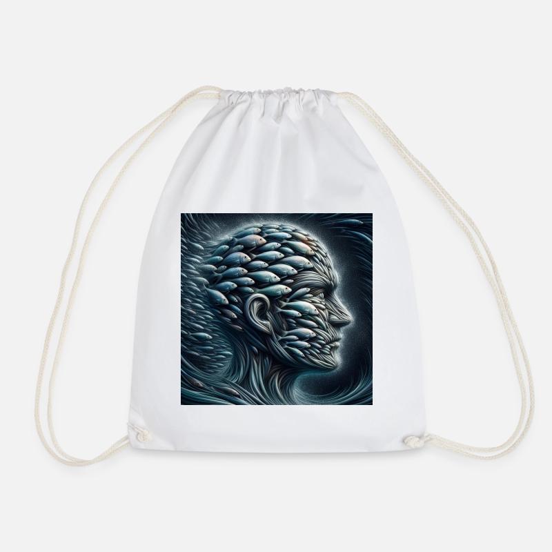 Face of Pisces 2 - Drawstring Bag - white