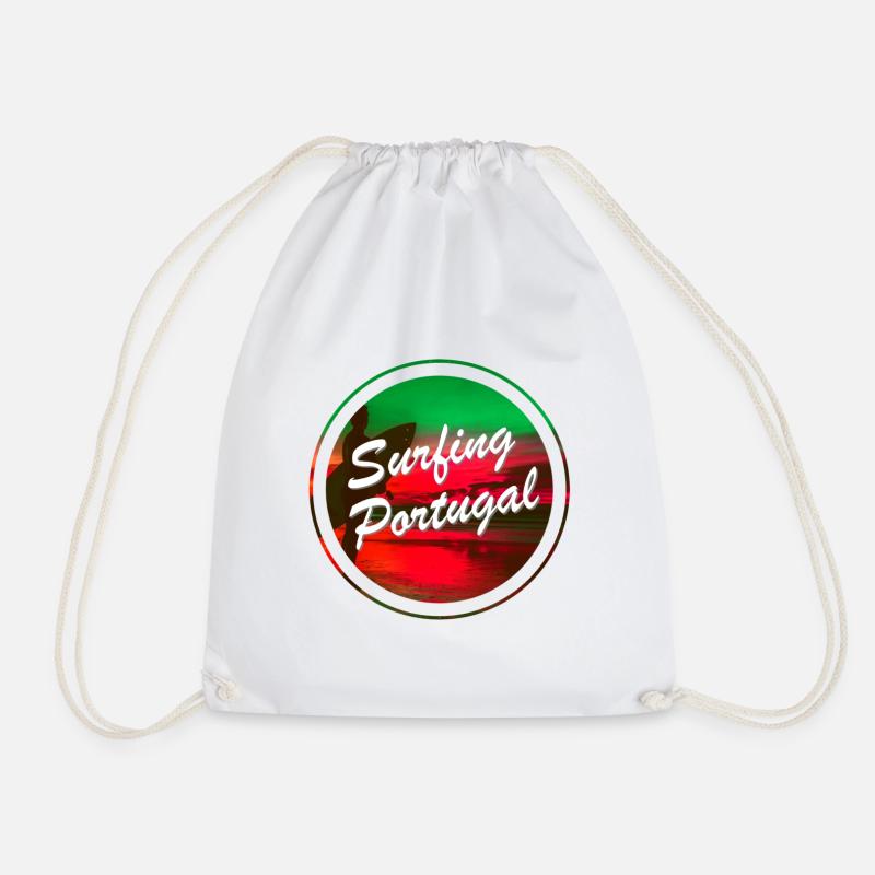 Surfing Portugal - Drawstring Bag - white