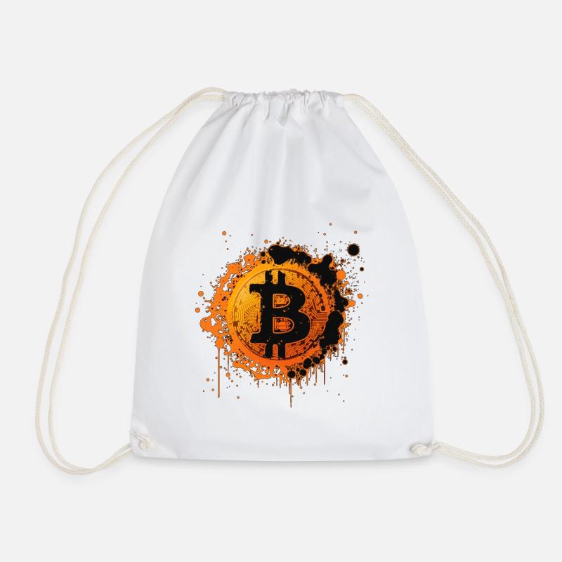 Bitcoin Splatter Graffiti Orange - Turnbeutel - Weiß