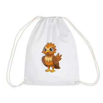 Falke Niedliche Maskottchen Zeichentrickfigur Kawaii - Turnbeutel - Weiß - Vorne