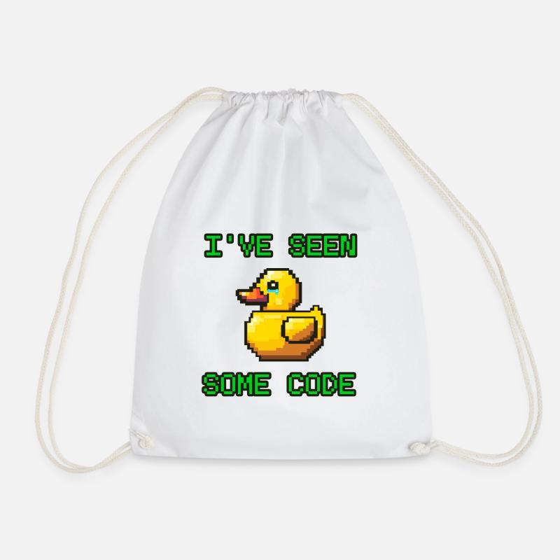 Pixel Duck I’ve Seen Some Code - Drawstring Bag - white