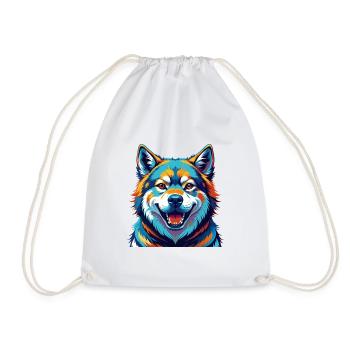 Akita Inu Hunderasse Bunte Karikatur Kawaii - Turnbeutel - Weiß - Vorne