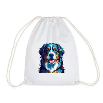 Bernese Mountain Dog Breed Colorful Cartoon Kawaii - Drawstring Bag - white - Front