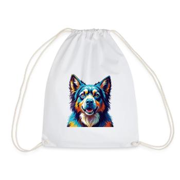 Caucasian Ovcharka Dog Breed Cartoon Kawaii - Drawstring Bag - white - Front