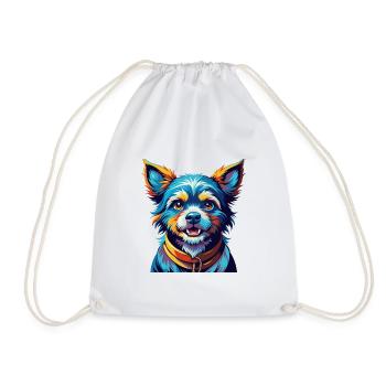 Kai Ken Dog Breed Colorful Cartoon Kawaii - Drawstring Bag - white - Front
