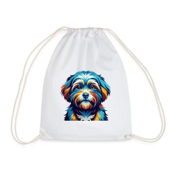 Race de chien maltais Shih Tzu dessin animé coloré Kawaii - Sac de sport léger - blanc - Devant