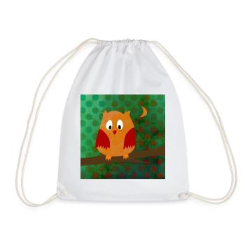 Eule Uhu Punkte Dots Wald Poster Muster Kinder - Turnbeutel - Weiß - Vorne