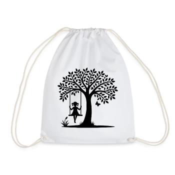 Motif de silhouette d’une fille sur la balançoire - Sac de sport léger - blanc - Devant