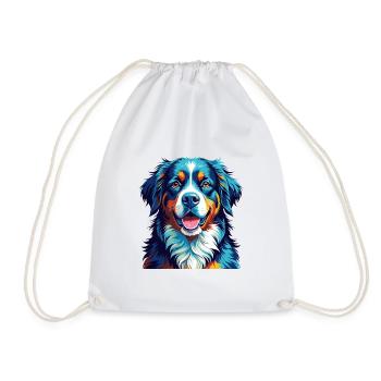 Bernese Mountain Dog Breed Colorful Cartoon Kawaii - Drawstring Bag - white - Front