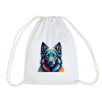 Belgian Sheepdog Breed Colorful Cartoon Kawaii - Drawstring Bag - white - Front