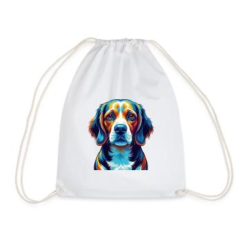 Beagle Harrier Dog Breed Colorful Cartoon Kawaii - Drawstring Bag - white - Front