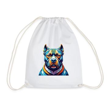 Bully Kutta Dog Breed Colorful Cartoon Kawaii - Drawstring Bag - white - Front