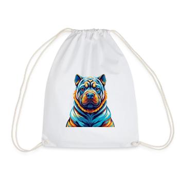 Chinois Shar Pei Chien Race Coloré Dessin Animé Kawaii - Sac de sport léger - blanc - Devant