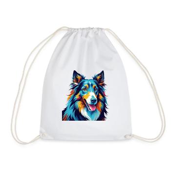 Collie Chien Race Coloré Dessin Animé Kawaii - Sac de sport léger - blanc - Devant