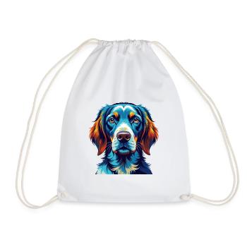 Auvergne Pointing Dog Breed Cartoon Kawaii - Drawstring Bag - white - Front