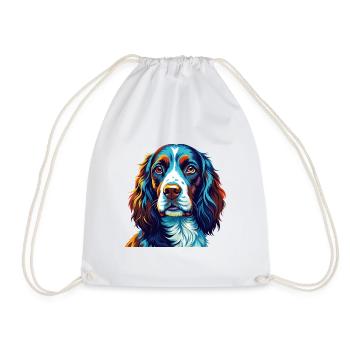 English Springer Spaniel Dog Breed Cartoon Kawaii - Drawstring Bag - white - Front