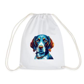 French Gascony Pointer Dog Breed Cartoon Kawaii - Drawstring Bag - white - Front