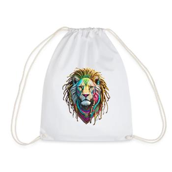 Colorful Afro Lion and Artistic Dreadlocks - Drawstring Bag - white - Front