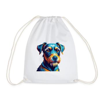 Patterdale Terrier Dog Breed Cartoon Kawaii - Drawstring Bag - white - Front