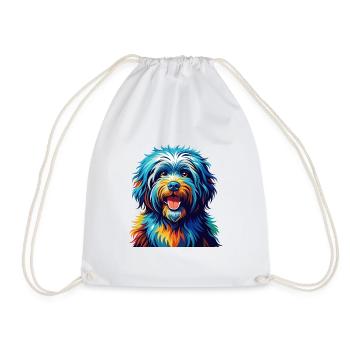 Puli Chien Race Coloré Aquarelle Dessin Animé Kawaii - Sac de sport léger - blanc - Devant