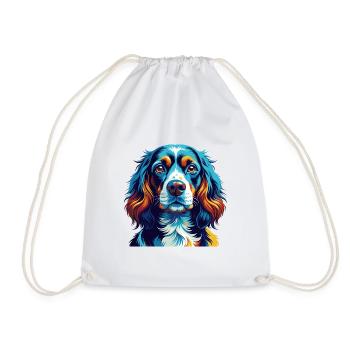 Spaniel Dog Breed Colorful Cartoon Kawaii - Drawstring Bag - white - Front