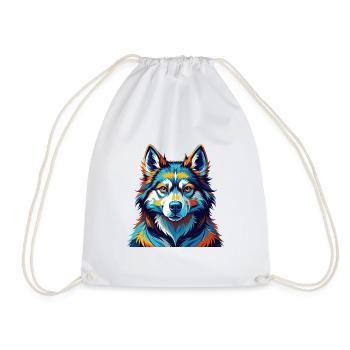 Seppala Siberian Sleddog Breed Cartoon Kawaii - Drawstring Bag - white - Front