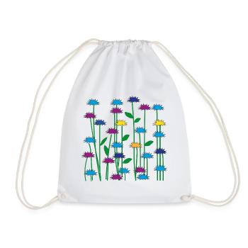 Kornblumen, Dekorativ, Blau, Muster, Kunst, Natur, - Turnbeutel - Weiß - Vorne