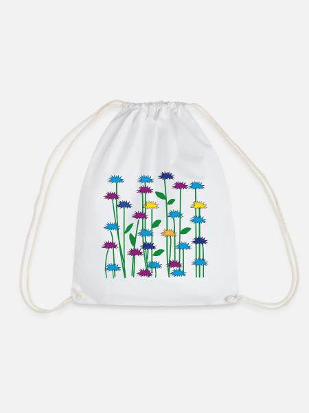 Kornblumen, Dekorativ, Blau, Muster, Kunst, Natur, - Turnbeutel - Weiß