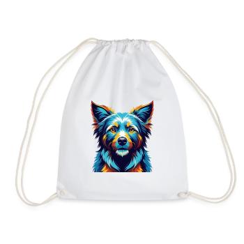 Taigan Kyrgyz Taighany Dog Breed Cartoon Kawaii - Drawstring Bag - white - Front
