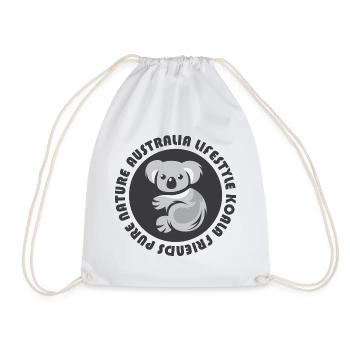 Australia Koala Comic Emblem Bear Animals Icon - Drawstring Bag - white - Front