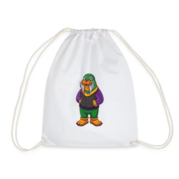 Walrus Funny Kawaii Cartoon Character Clipart - Drawstring Bag - white - Front