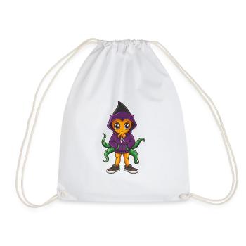 Squid Funny Kawaii Cartoon Character Clipart - Drawstring Bag - white - Front