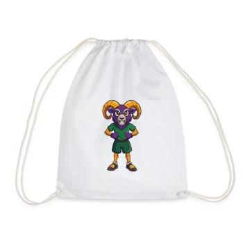Ram Funny Kawaii Cartoon Character Clipart - Drawstring Bag - white - Front