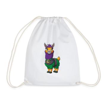 Llama Funny Kawaii Cartoon Character Clipart - Drawstring Bag - white - Front